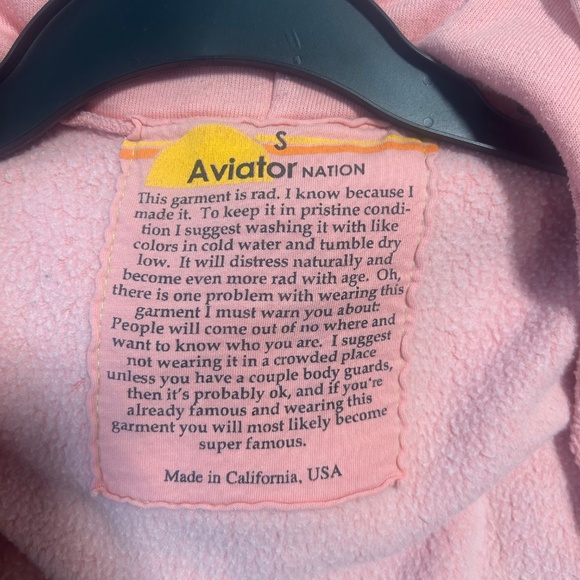 Aviator Nation Pink Hoodie with Rainbow Stripes - Picture 6 of 6